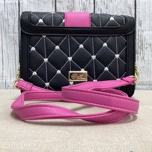 Luv Betsey By Betsey Johnson Black Quilted With Pink Trim Crossbody Bag